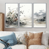 Asian Art Sumi Bird Serenity XIII - Canvas Wall Art Sets