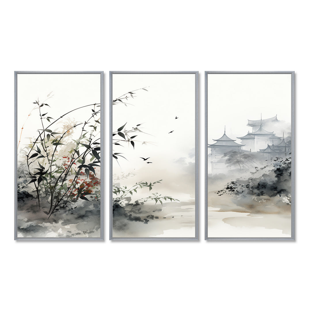 Asian Art Sumi Bird Serenity XIII - Canvas Wall Art Sets
