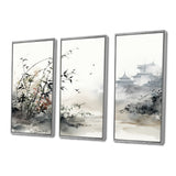 Asian Art Sumi Bird Serenity XIII - Canvas Wall Art Sets