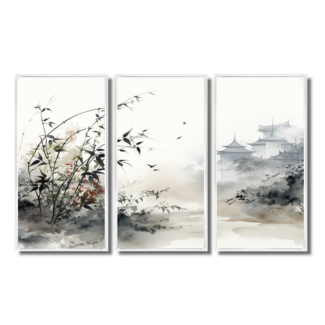 Asian Art Sumi Bird Serenity XIII - Canvas Wall Art Sets