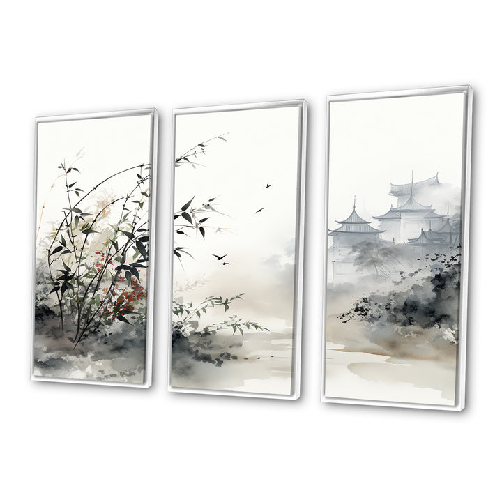 Asian Art Sumi Bird Serenity XIII - Canvas Wall Art Sets