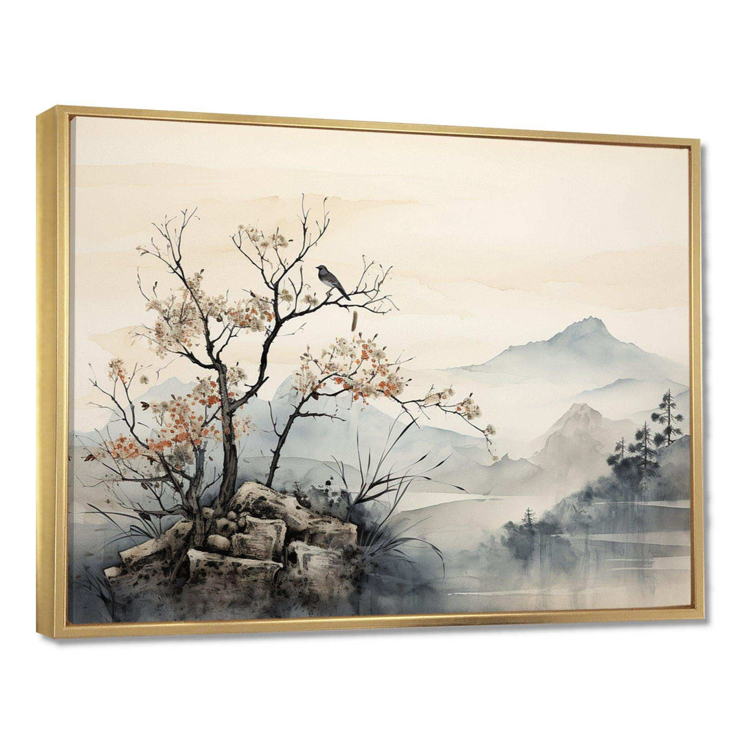 Asian Art Sumi Bird Serenity XVI - People Canvas Wall Art