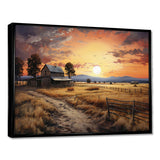 Barn Scenery At Dusk IV - Architecture Canvas Wall Art