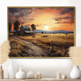 Barn Scenery At Dusk IV - Architecture Canvas Wall Art