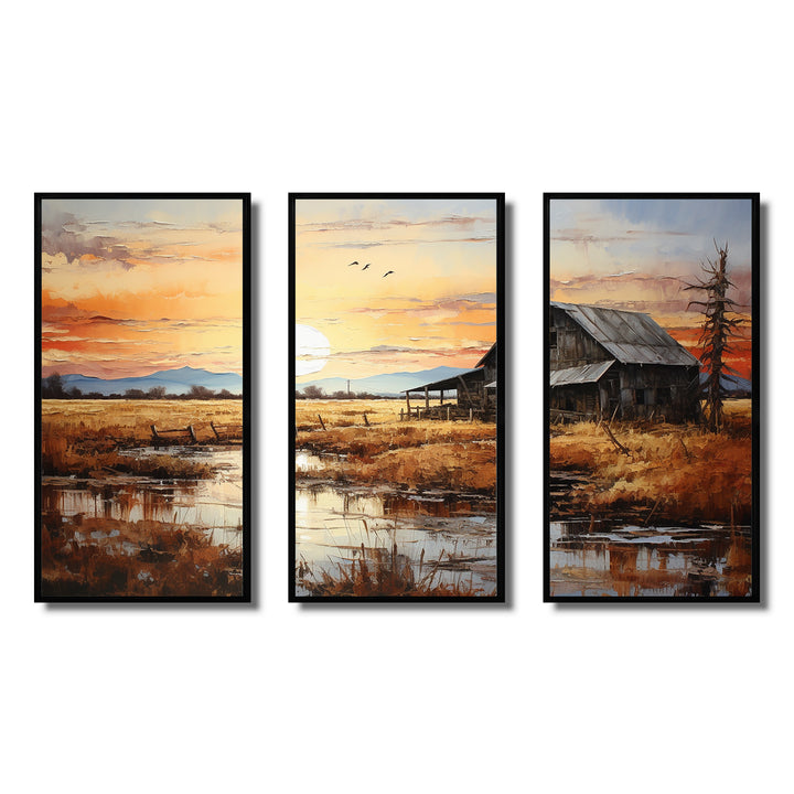 Barn Scenery At Dusk I - Multi-Panels