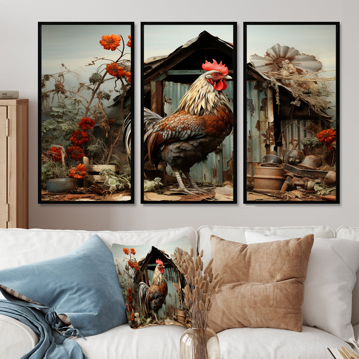 Roaster Barnyard Serenade I - Multi-Panels