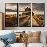Barns Rustic Charm II - 3-Piece Canvas Wall Art