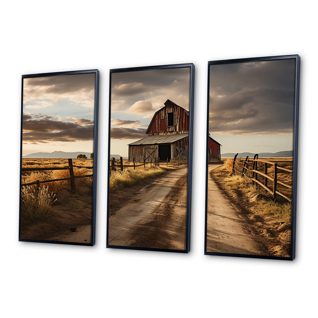 Barns Rustic Charm II - 3-Piece Canvas Wall Art
