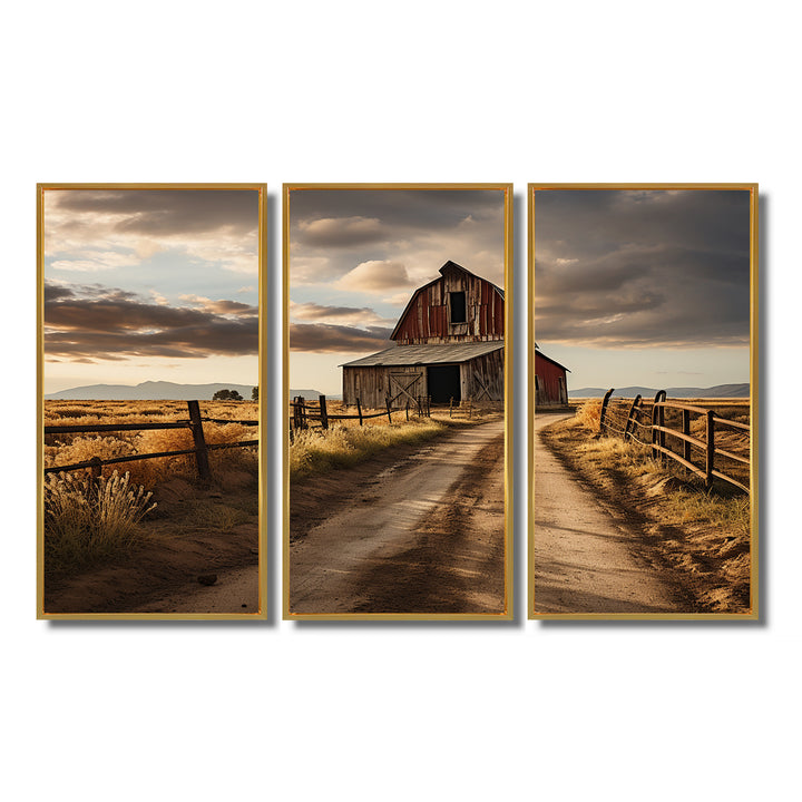 Barns Rustic Charm II - 3-Piece Canvas Wall Art