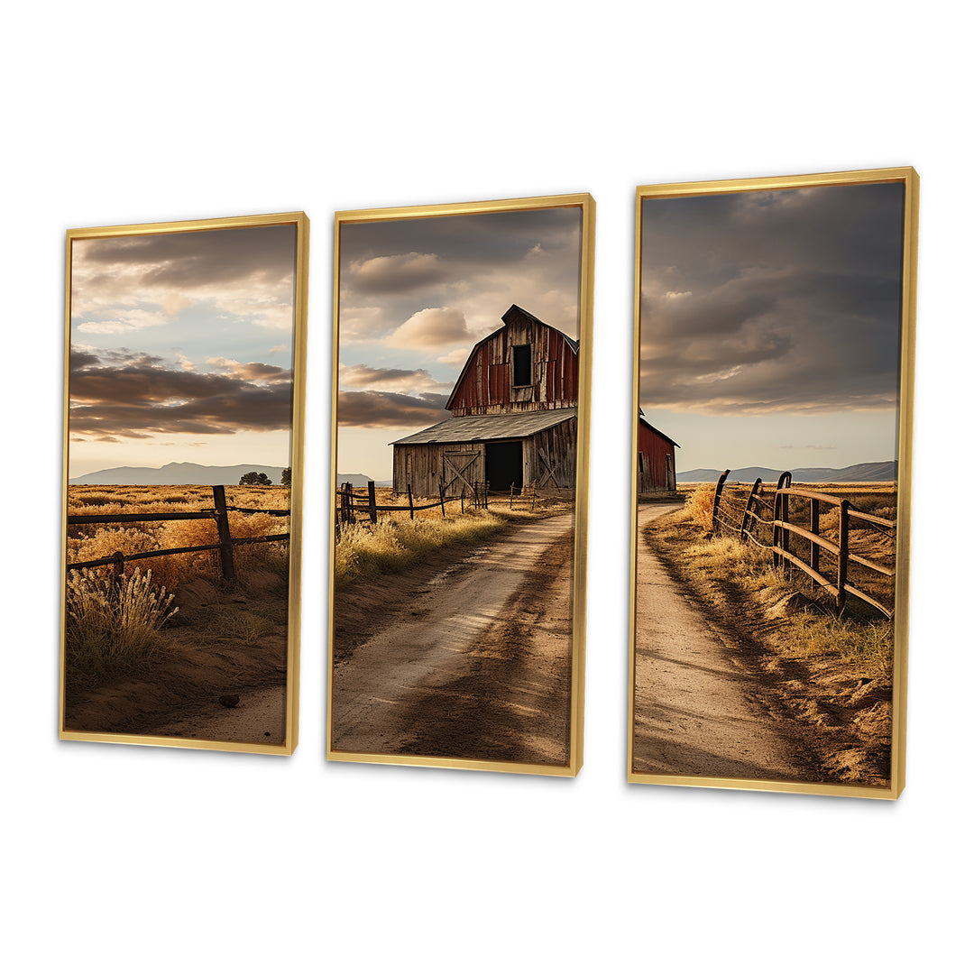 Barns Rustic Charm II - 3-Piece Canvas Wall Art