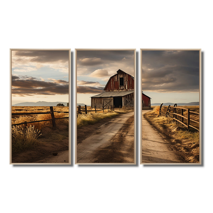 Barns Rustic Charm II - 3-Piece Canvas Wall Art