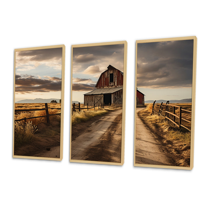 Barns Rustic Charm II - 3-Piece Canvas Wall Art