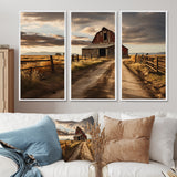 Barns Rustic Charm II - 3-Piece Canvas Wall Art