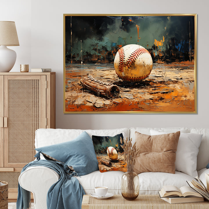 Baseball Collage Glove And Ball - Sport Baseball Canvas Wall Art