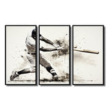 Baseball Minimal Swing II - 3-Piece Canvas Wall Art