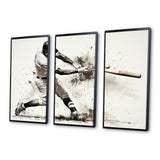 Baseball Minimal Swing II - 3-Piece Canvas Wall Art