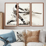 Baseball Minimal Swing II - 3-Piece Canvas Wall Art