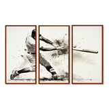 Baseball Minimal Swing II - 3-Piece Canvas Wall Art