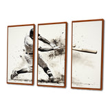Baseball Minimal Swing II - 3-Piece Canvas Wall Art