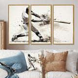 Baseball Minimal Swing II - 3-Piece Canvas Wall Art