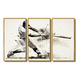 Baseball Minimal Swing II - 3-Piece Canvas Wall Art