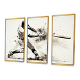 Baseball Minimal Swing II - 3-Piece Canvas Wall Art