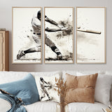 Baseball Minimal Swing II - 3-Piece Canvas Wall Art