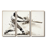 Baseball Minimal Swing II - 3-Piece Canvas Wall Art