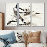 Baseball Minimal Swing II - 3-Piece Canvas Wall Art