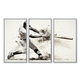 Baseball Minimal Swing II - 3-Piece Canvas Wall Art