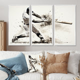 Baseball Minimal Swing II - 3-Piece Canvas Wall Art