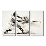 Baseball Minimal Swing II - 3-Piece Canvas Wall Art