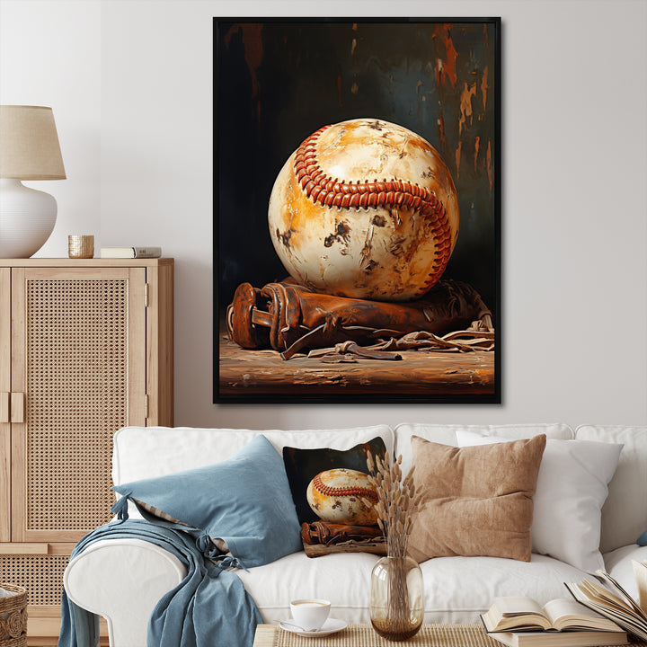 Baseball Minimalist Baseball Glove - Sport Baseball Canvas Wall Art