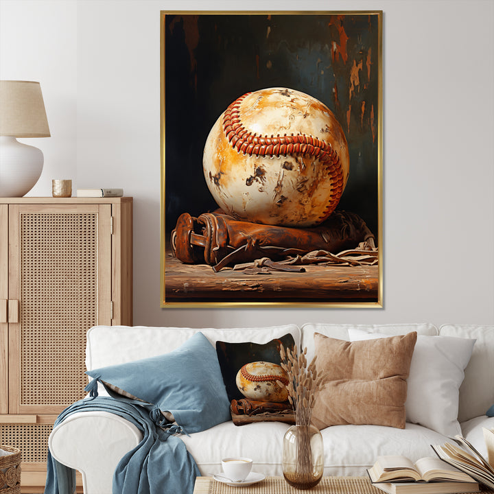 Baseball Minimalist Baseball Glove - Sport Baseball Canvas Wall Art