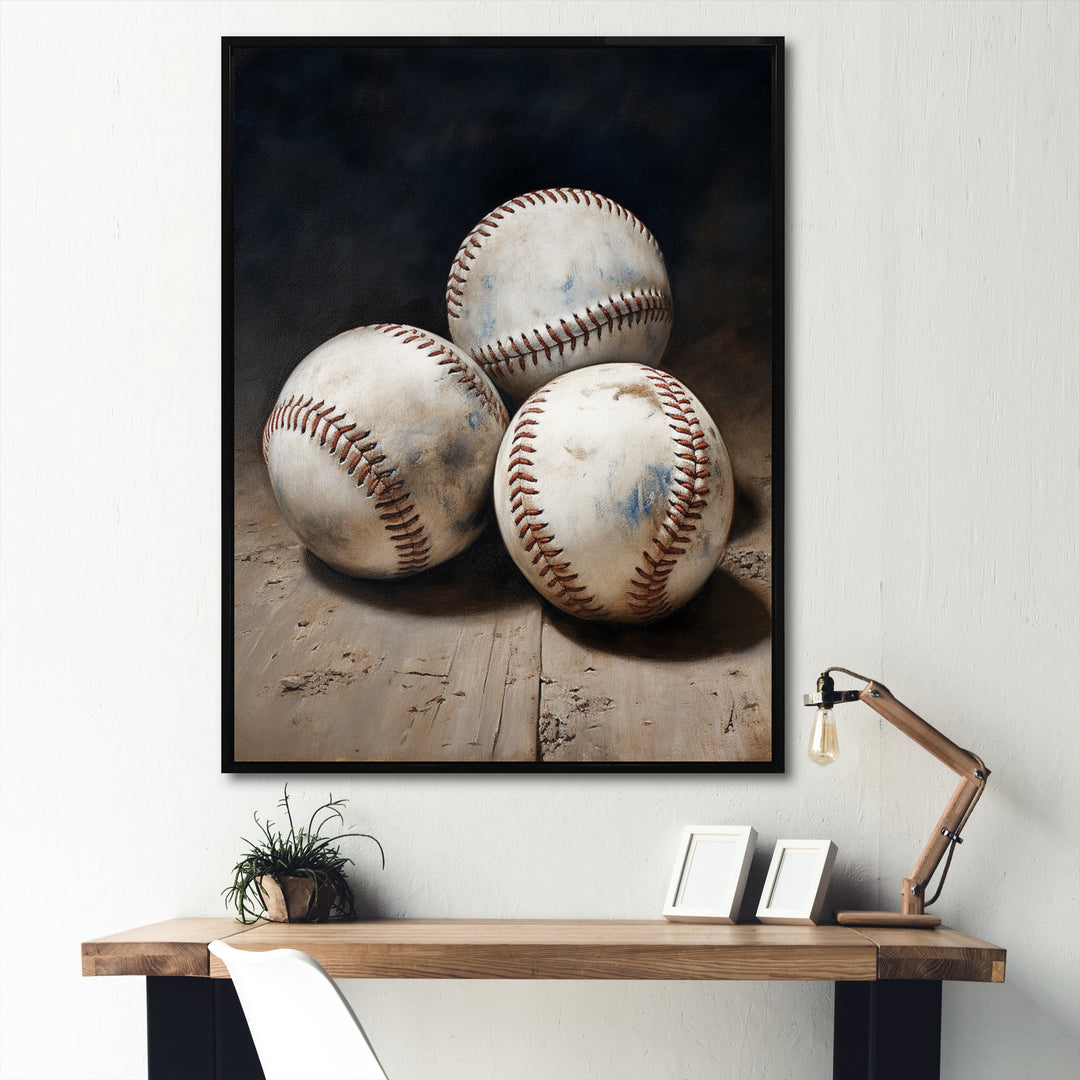 Baseball Subtle Double Play - Sport Baseball Canvas Wall Art