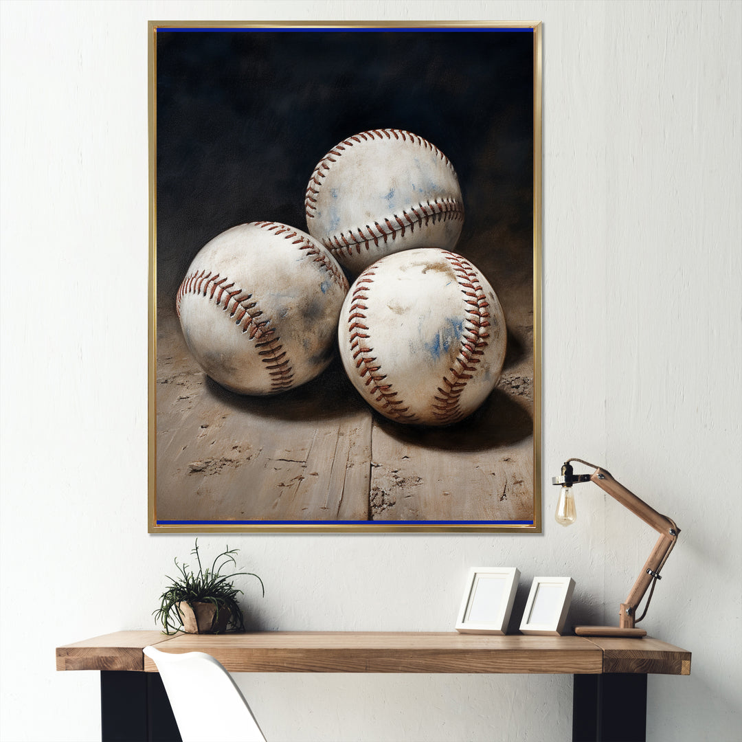 Baseball Subtle Double Play - Sport Baseball Canvas Wall Art