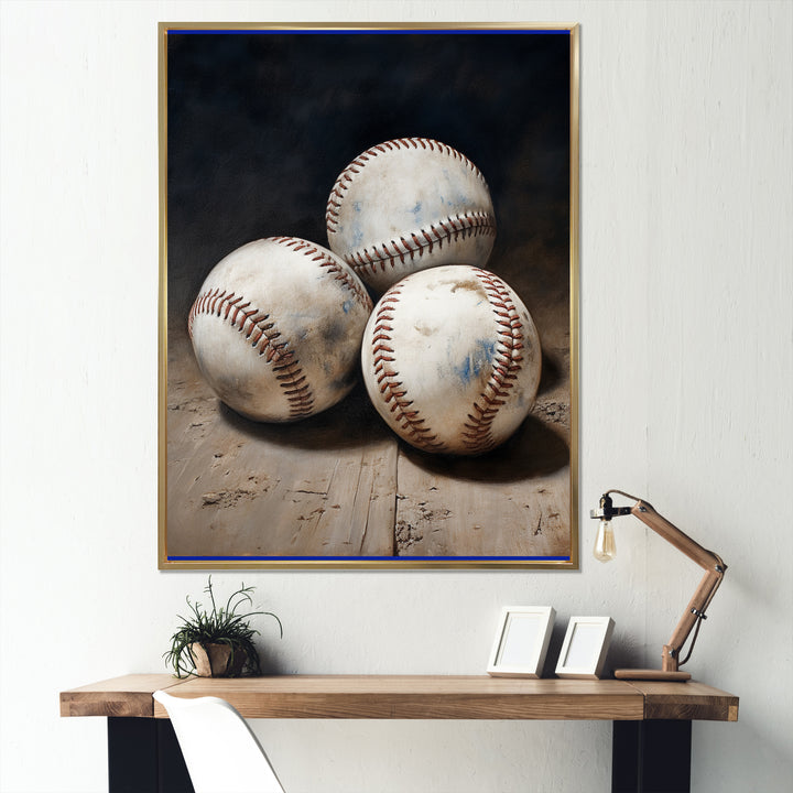 Baseball Subtle Double Play - Sport Baseball Canvas Wall Art
