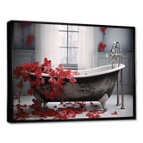 Red Floral Bath I - Humor Canvas Wall Art