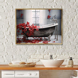 Red Floral Bath I - Humor Canvas Wall Art