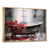 Red Floral Bath I - Humor Canvas Wall Art