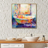 Bath Impressionist Bubbles - Illustration Canvas Wall Art