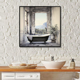 Bath Monochrome Of Tranquility I - Illustration Canvas Wall Art