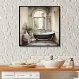 Bath Monochrome Of Tranquility II - Illustration Canvas Wall Art