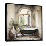 Bath Monochrome Of Tranquility II - Illustration Canvas Wall Art