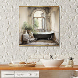 Bath Monochrome Of Tranquility II - Illustration Canvas Wall Art