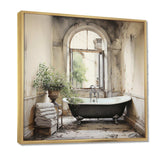 Bath Monochrome Of Tranquility II - Illustration Canvas Wall Art