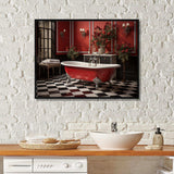 Red Modern Bathroom Charm IV - Humor Canvas Wall Art