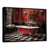 Red Modern Bathroom Charm IV - Humor Canvas Wall Art