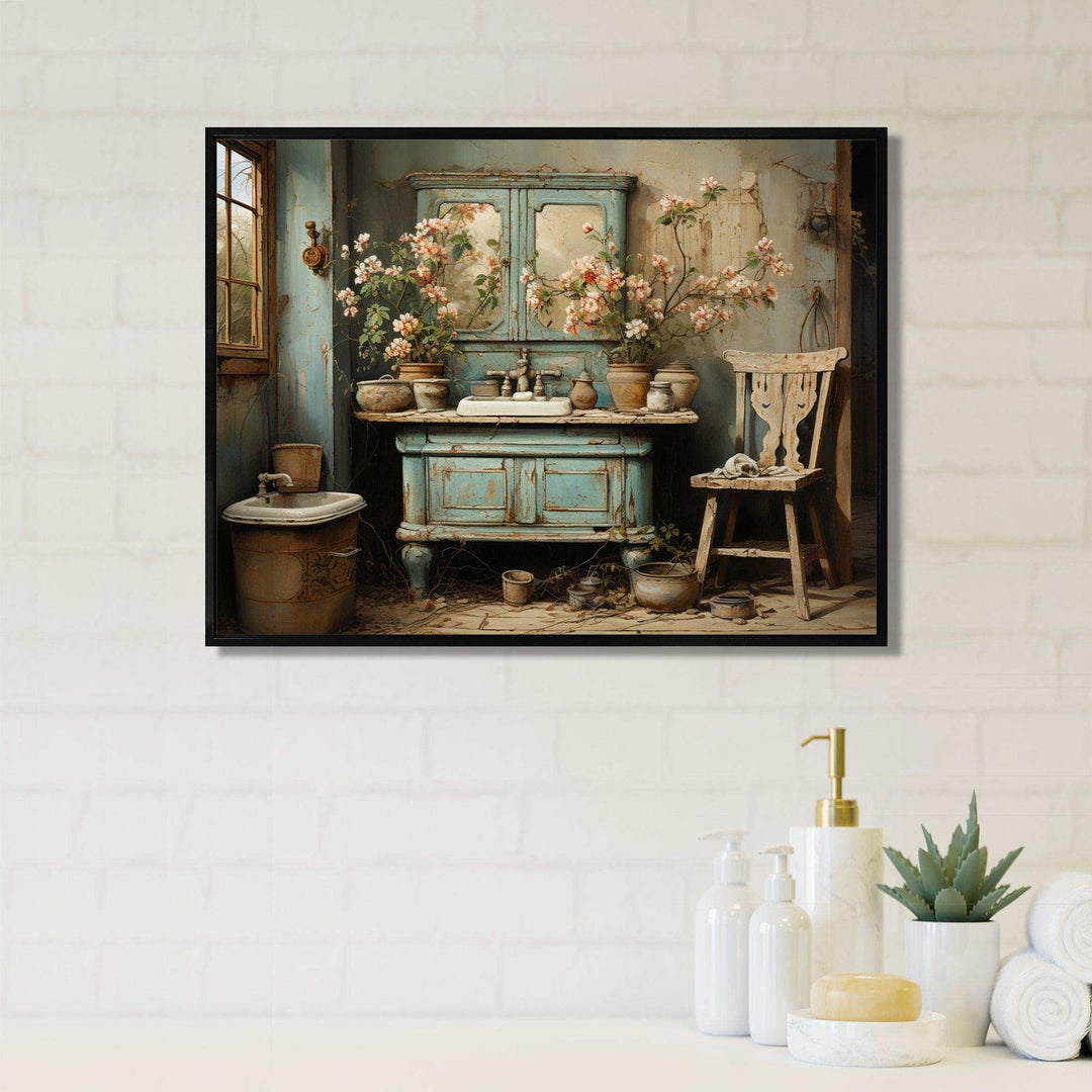 Bathroom Toilet Vintage Charm I - Humor Canvas Wall Art