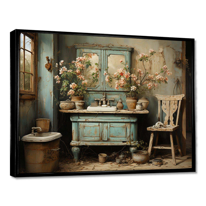 Bathroom Toilet Vintage Charm I - Humor Canvas Wall Art